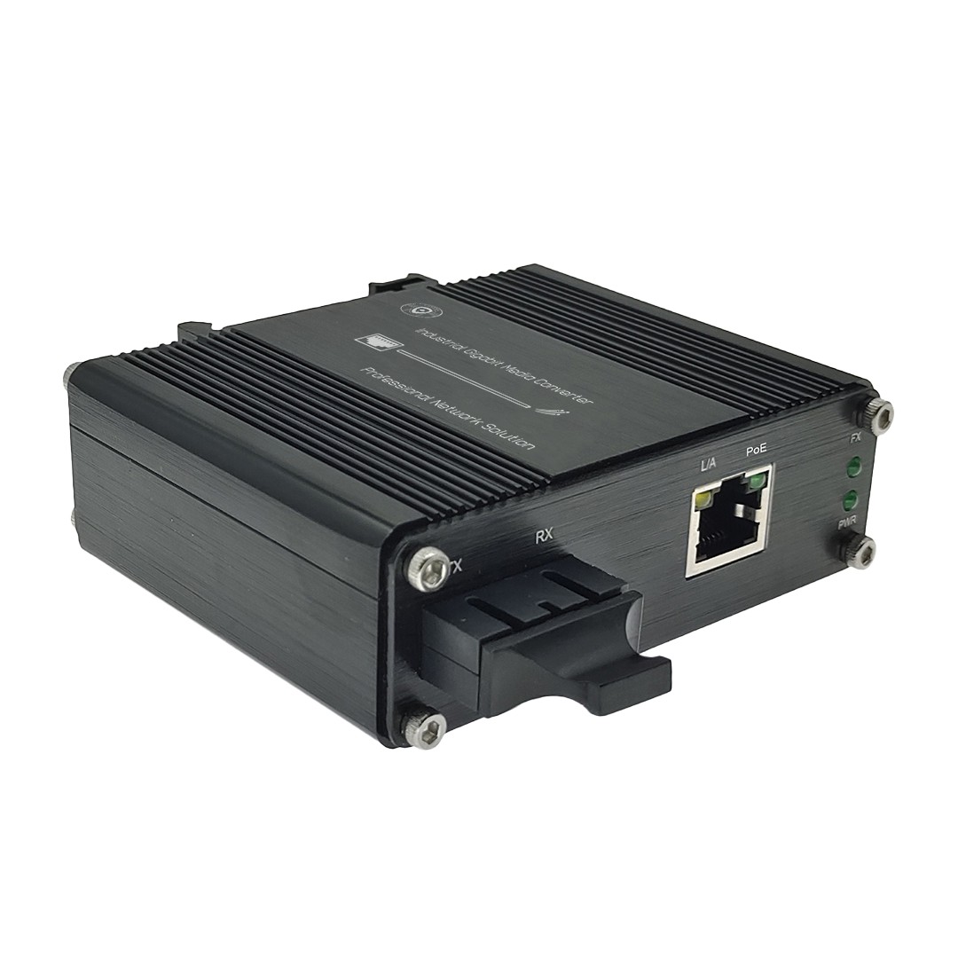 Industrial Gigabit 60W PoE+ Media Converter 1G RJ45+1G SC