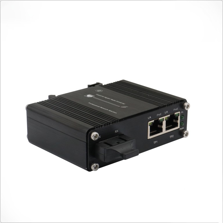 Industrial Gigabit 90W PoE++ Media Converter 2G RJ45+1G SC