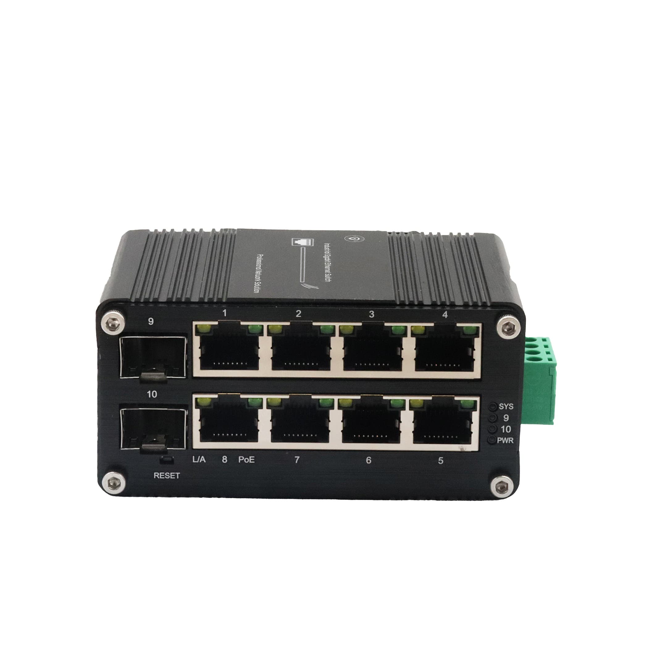 Web-Managed Industrial Mini Switch: 8 PoE+ 2 SFP